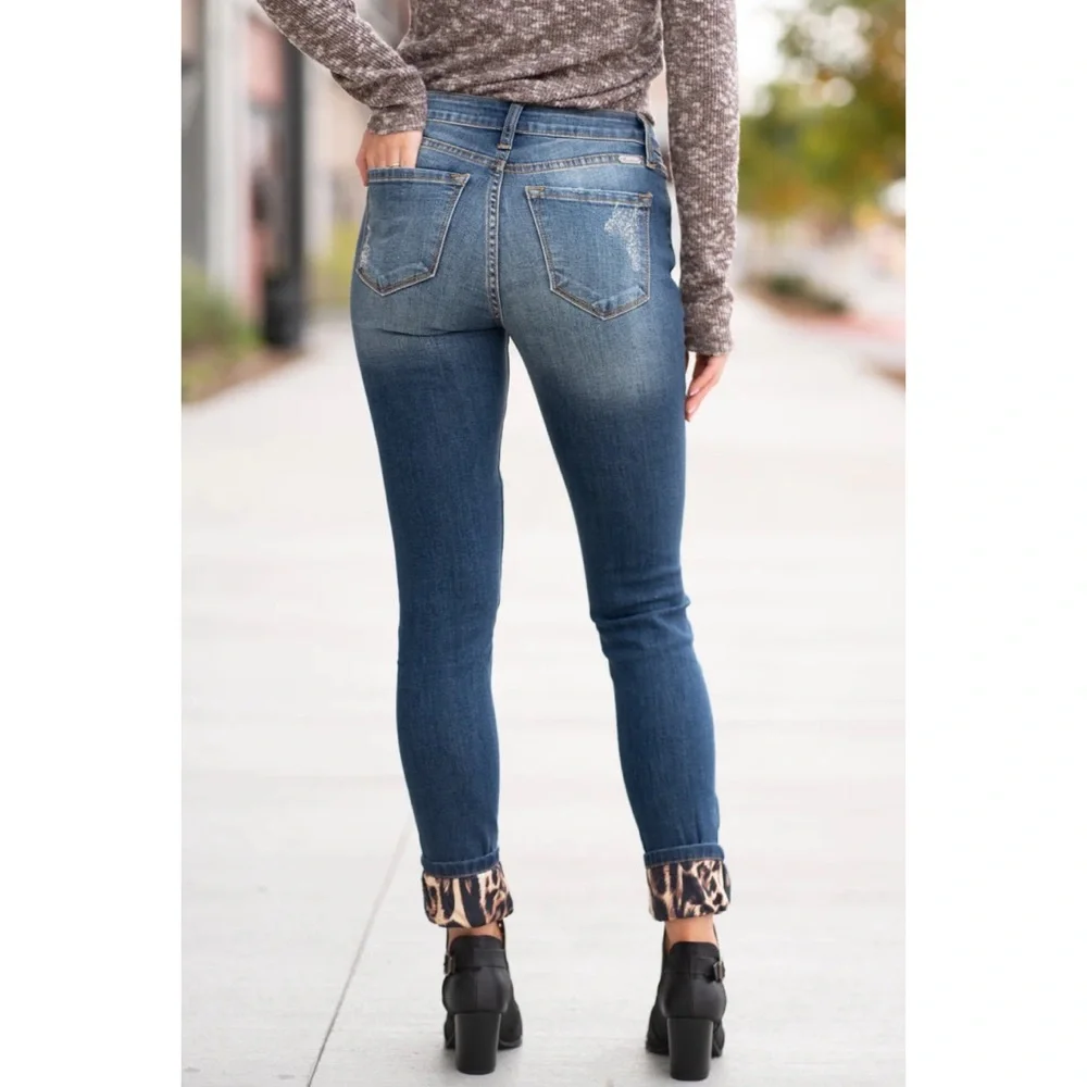 KanCan MidRise Leopard Patch Skinny Jeans 15 31 (12) Preowned - Picture 11 of 16
